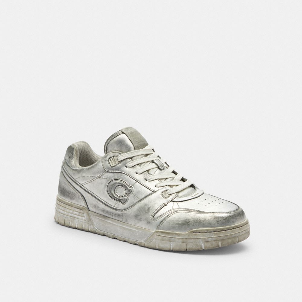 COACH CCT62 Soho Sneaker In Distressed Metallic Leather SILVER