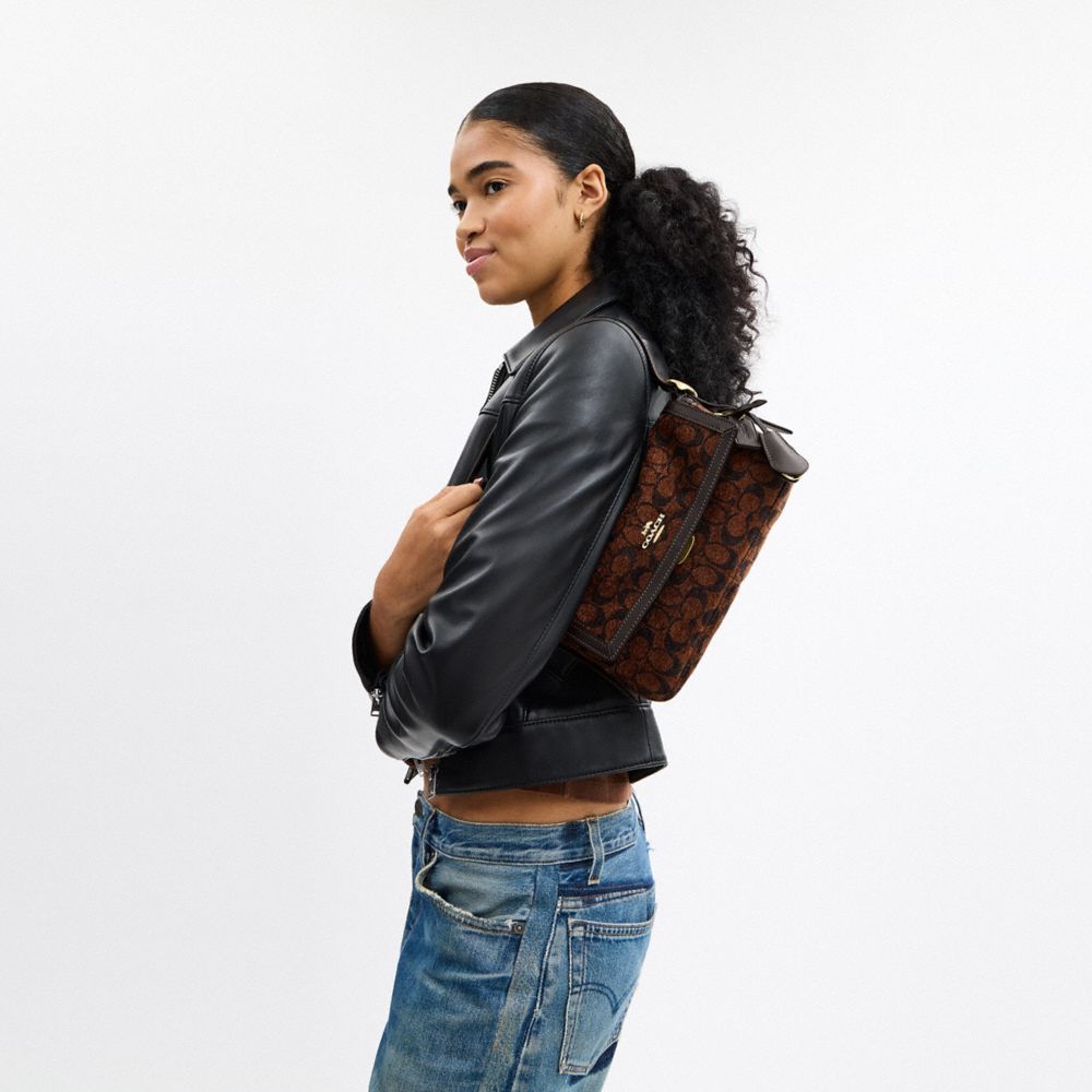 ETTA SMALL FLAP SHOULDER BAG IN SIGNATURE CHENILLE