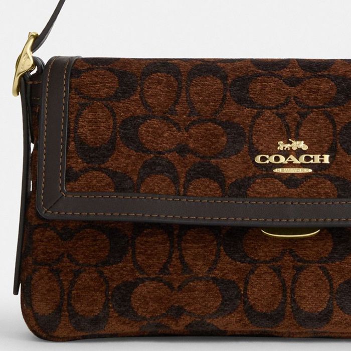 ETTA SMALL FLAP SHOULDER BAG IN SIGNATURE CHENILLE