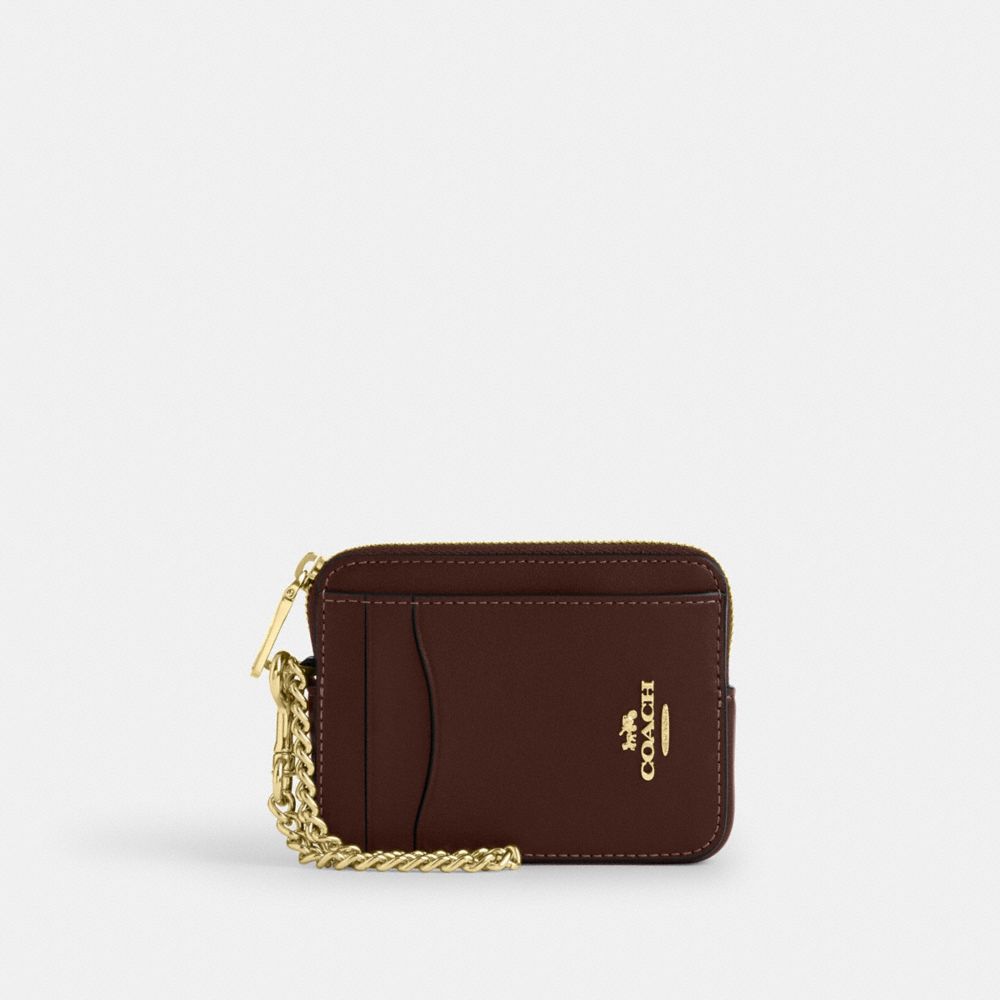 COACH CCV89 Zip Card Case GOLD/MAPLE