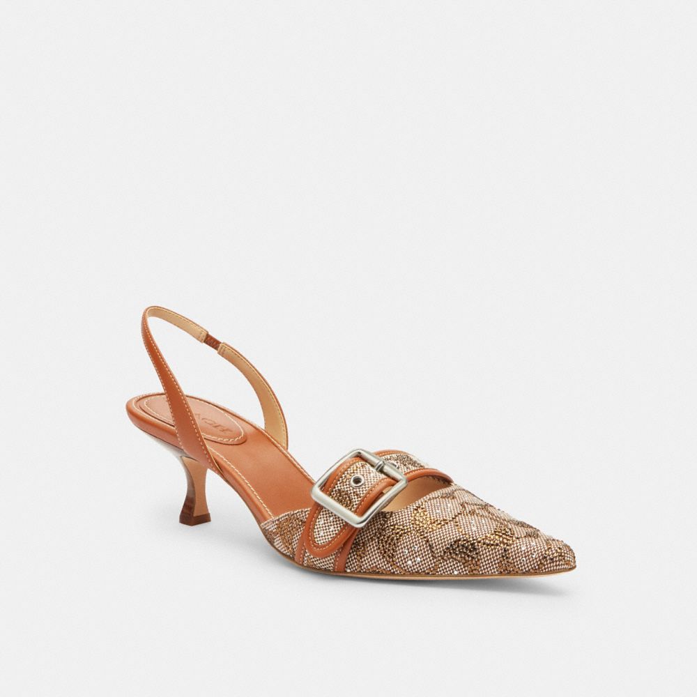 Margot Slingback In Crystal Signature Jacquard - CCV94 - Burnished Amber