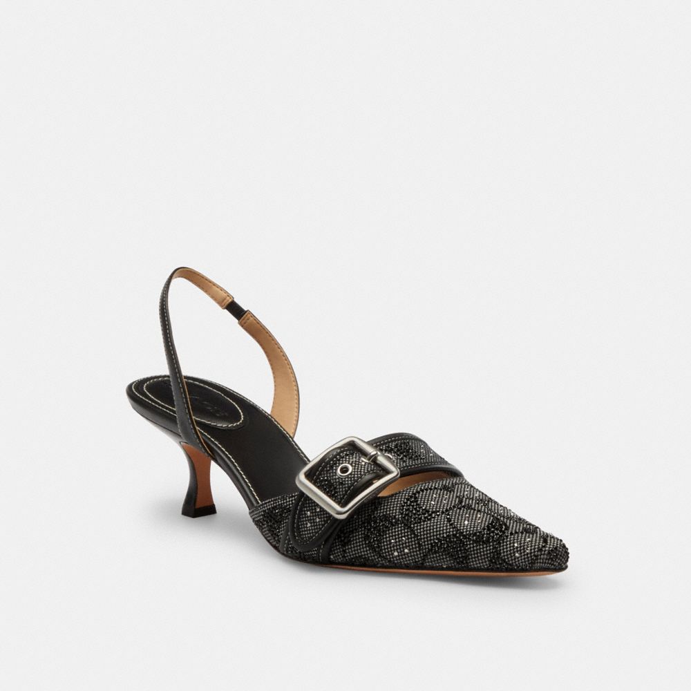 Margot Slingback In Crystal Signature Jacquard - CCV94 - Black