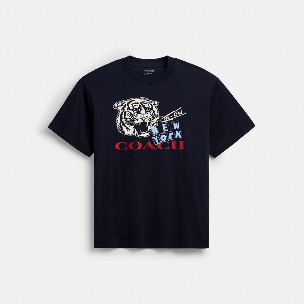 COACH&reg;,Tiger Relaxed T-Shirt In Organic Cotton,,Front View
