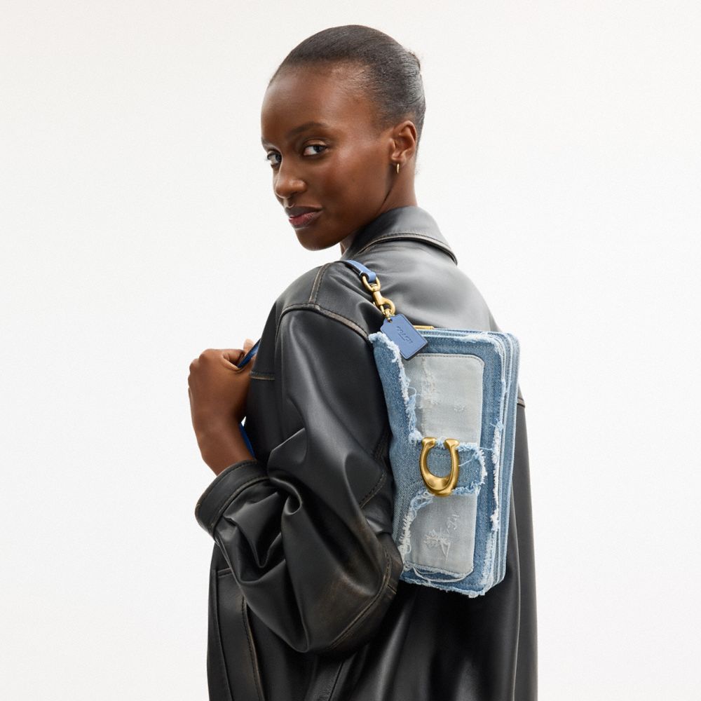 TABBY 丹寧布拼綴 26 單肩手袋