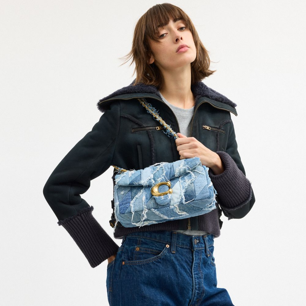 TABBY 復古摯愛丹寧布絎縫拼綴 26 單肩手袋