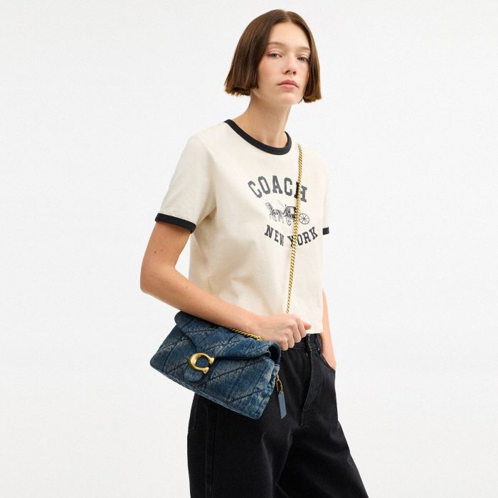 TABBY 丹寧布絎縫細節 26 單肩手袋