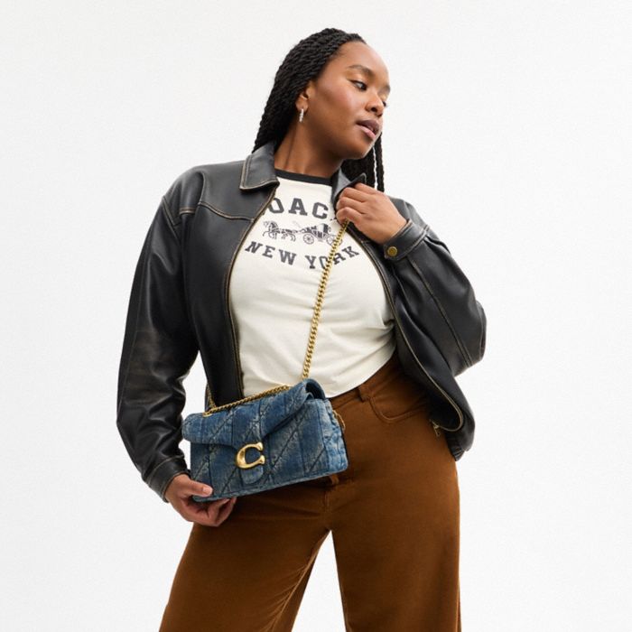 TABBY 丹寧布絎縫細節 26 單肩手袋