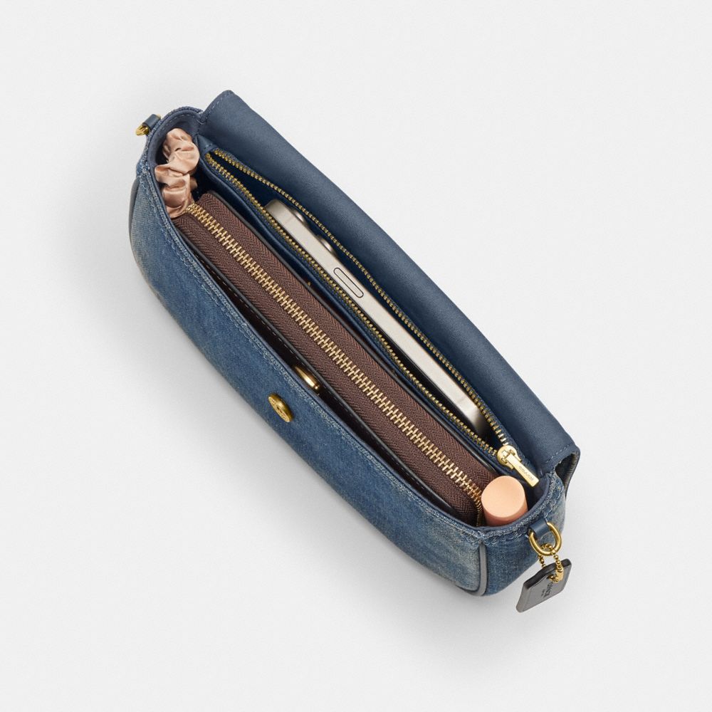 BROOK 丹寧布 翻蓋鏈帶包