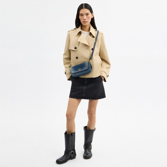 BROOK 丹寧布 翻蓋鏈帶包