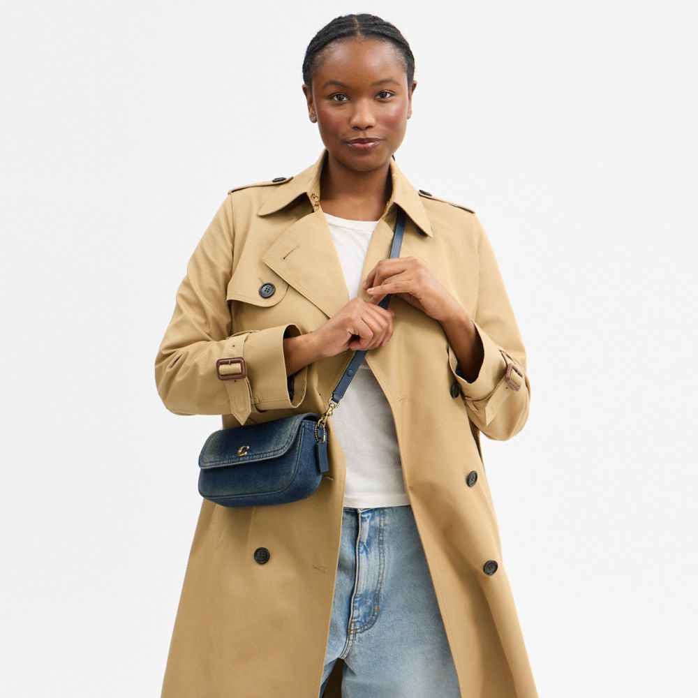 BROOK 丹寧布 翻蓋鏈帶包