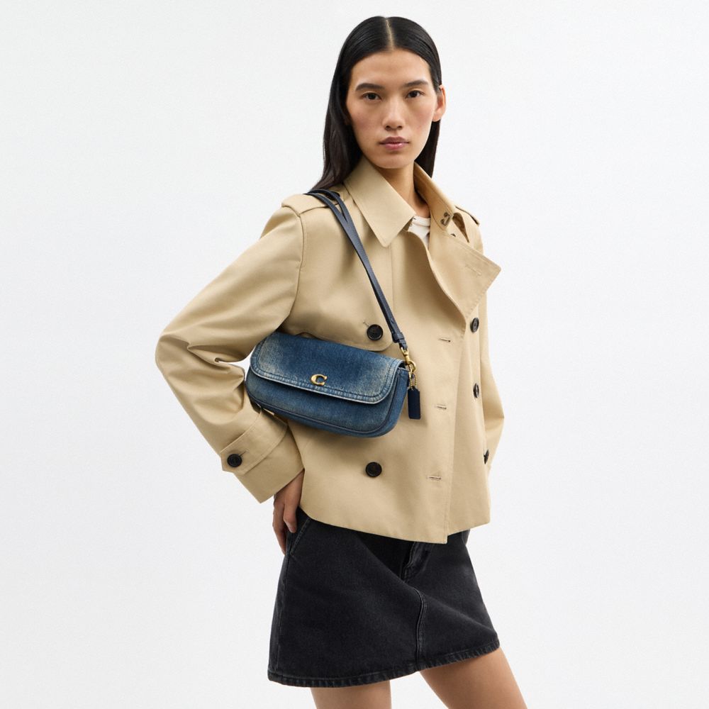 BROOK 丹寧布 翻蓋鏈帶包