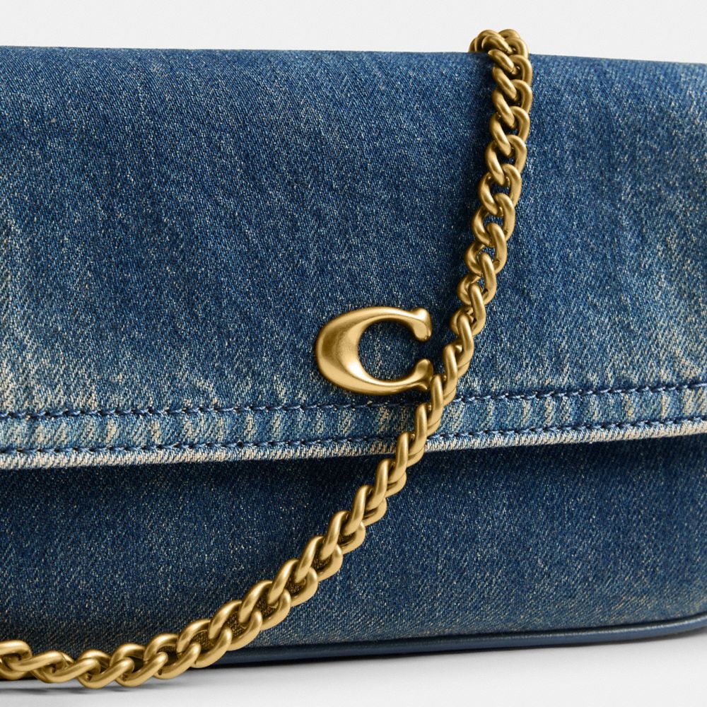 BROOK 丹寧布 翻蓋鏈帶包