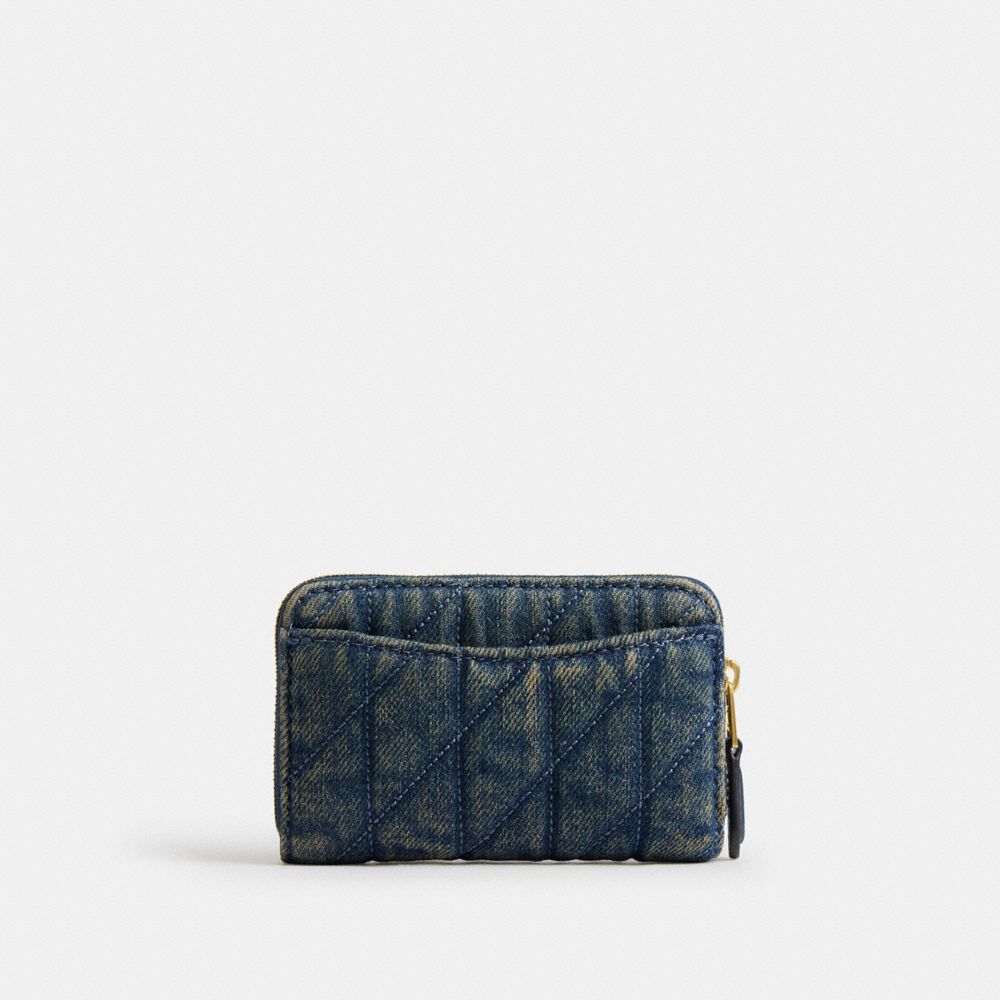 ESSENTIAL 丹寧布絎縫細節 小號環繞式拉鍊卡夾