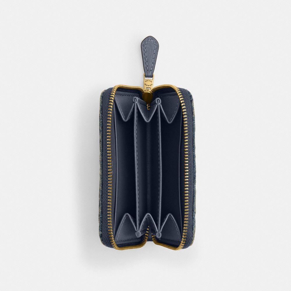 ESSENTIAL 丹寧布絎縫細節 小號環繞式拉鍊卡夾