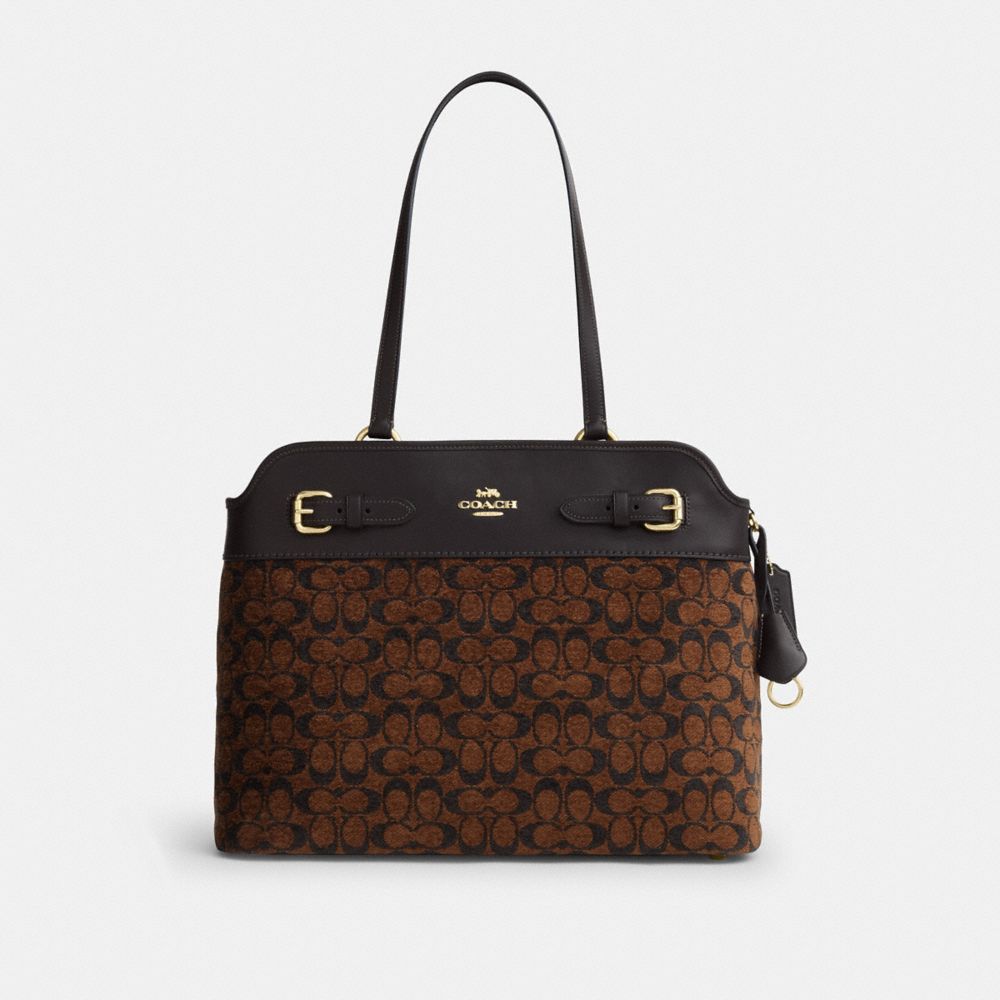 Easton Tote Bag In Signature Chenille - CCZ08 - Gold/Truffle