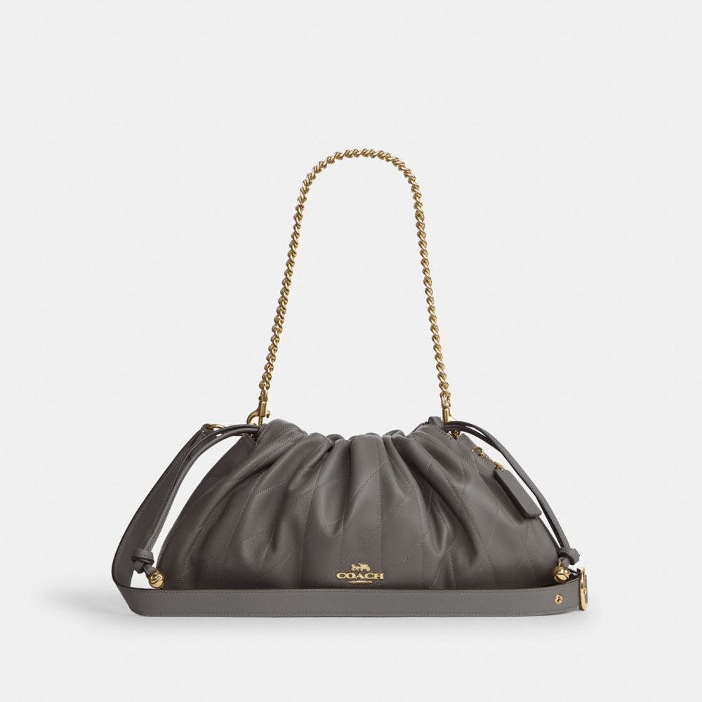 Faye Large Shoulder Bag With Quilting - CCZ58 - Gold/Slate