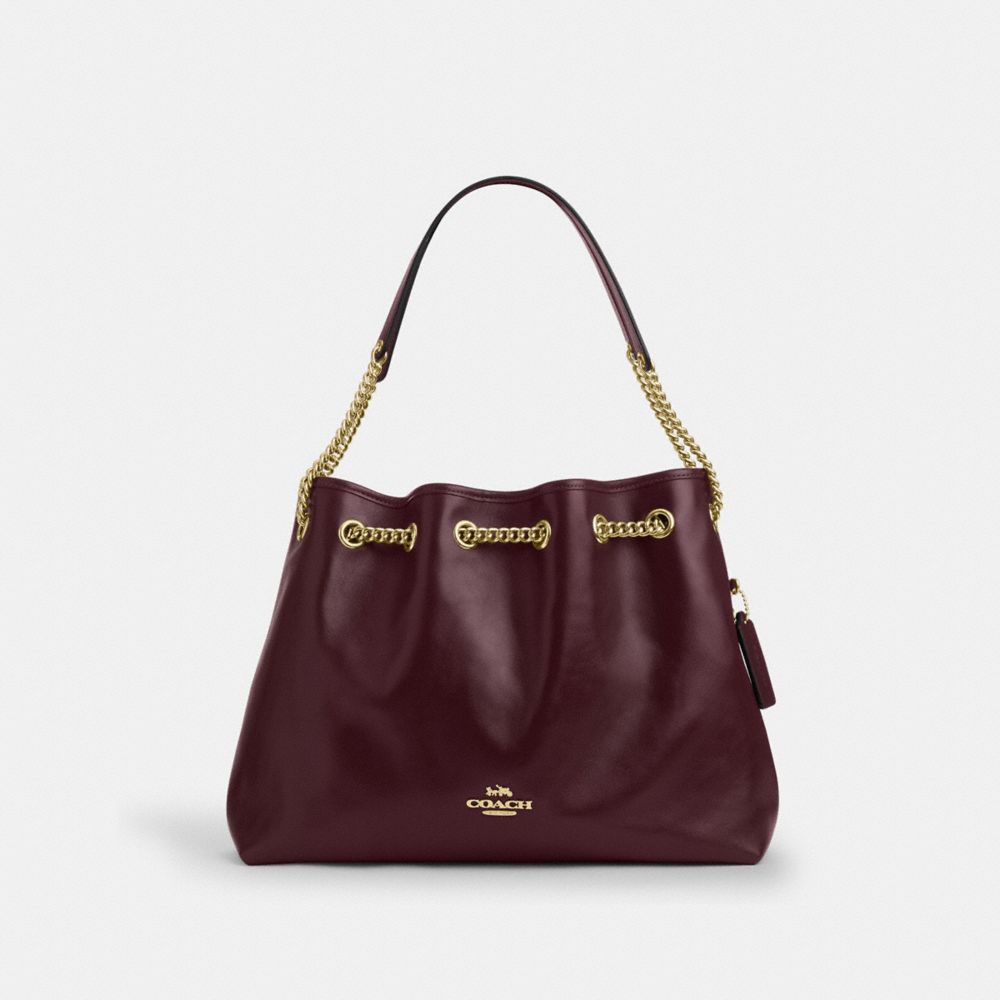 COACH CCZ79 Evelyn Shoulder Bag GOLD/DARK WINE