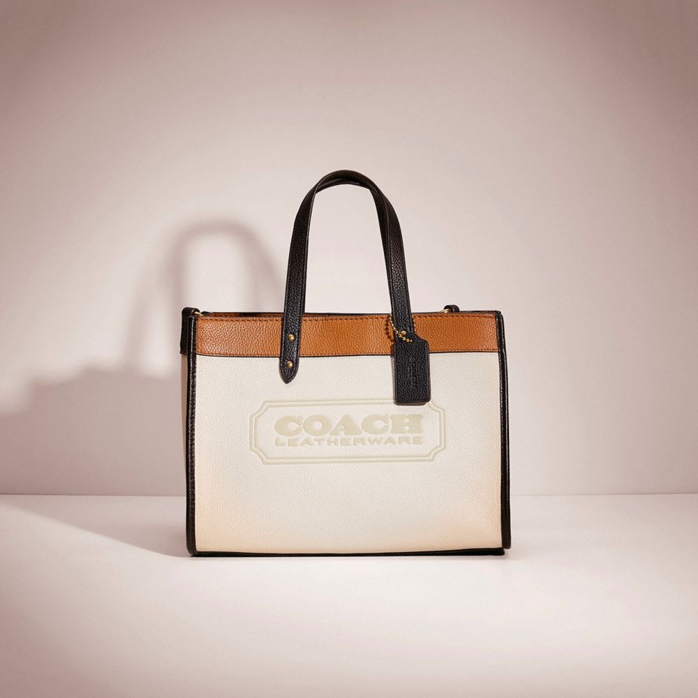 CD005 - Restored Field Tote 30 In 
Colorblock With Coach Badge Brass/Chalk Multi