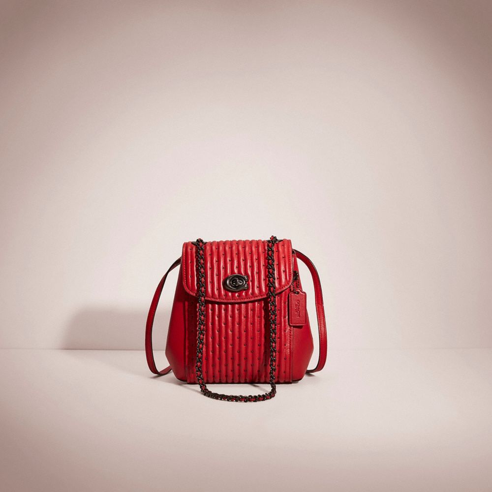 CD092 - Restored Parker Convertible Backpack 16 With Quilting And Rivets Pewter/Red Apple