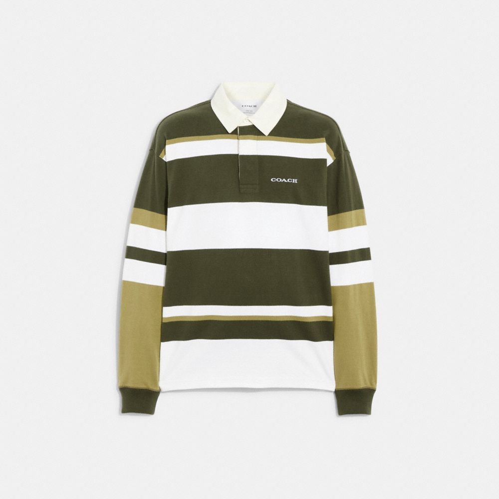 COACH CD185 Rugby Polo Olive/White Multi