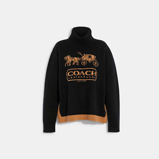 CD258 - Colorblock Horse And Carriage Sweater Brown/Multi