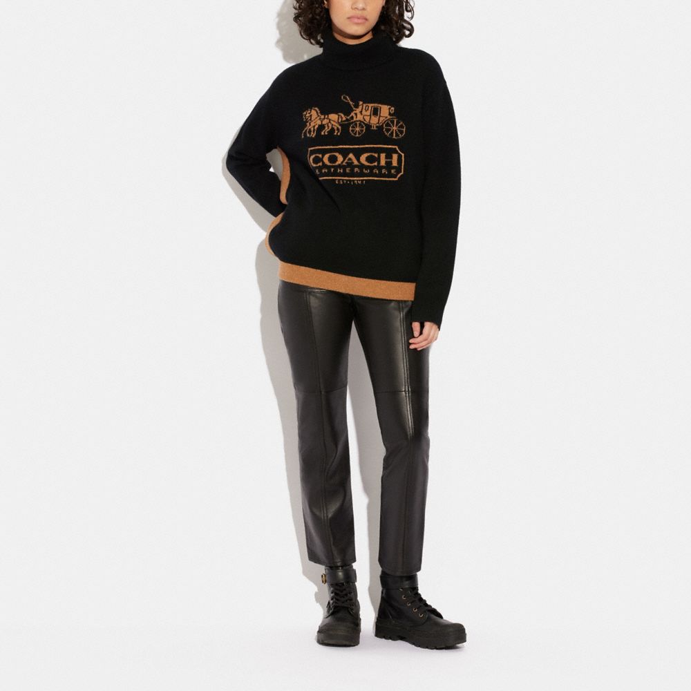 COLORBLOCK HORSE AND CARRIAGE SWEATER