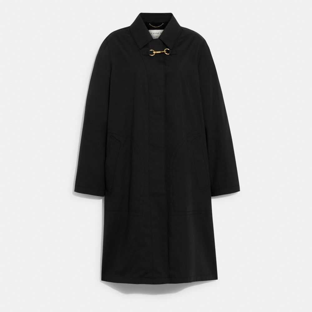 CD266 - Oversized Trench In Organic Cotton With Interior Signature Detail Black