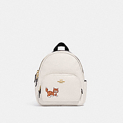 Mini Court Backpack With Dancing Kitten - CD277 - Gold/Chalk Multi