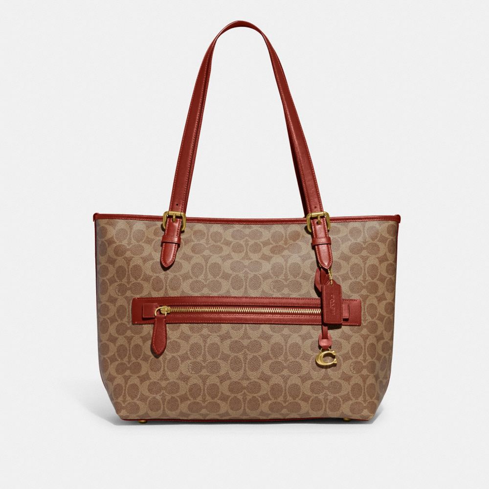 COACH CD279 Large Taylor Tote In Signature Canvas Brass/Tan/Rust