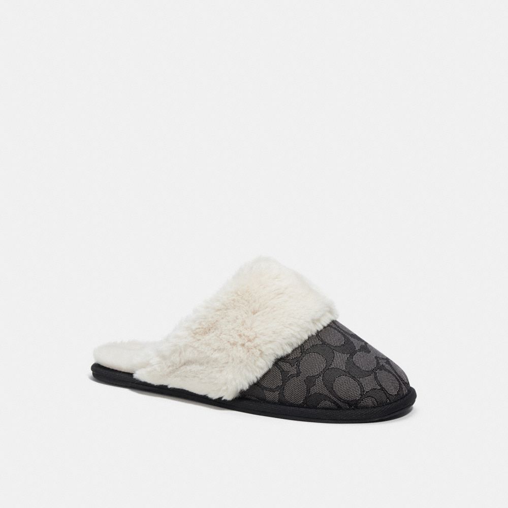 COACH CD319 Ziva Slipper In Signature Jacquard BLACK/COAL