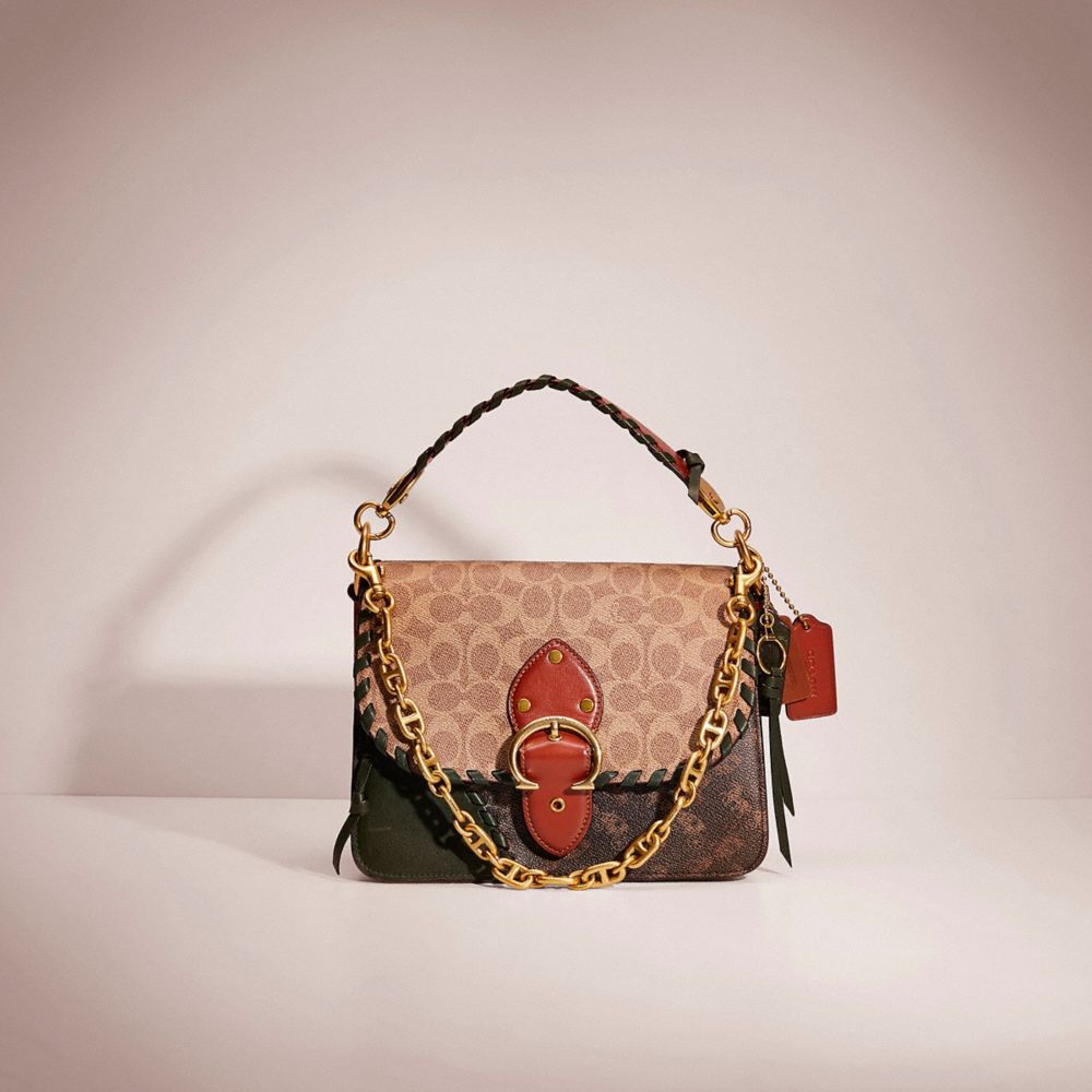 CD335 - Upcrafted Beat Shoulder Bag In Signature Canvas With Horse And Carriage Print Brass/Tan Truffle Rust