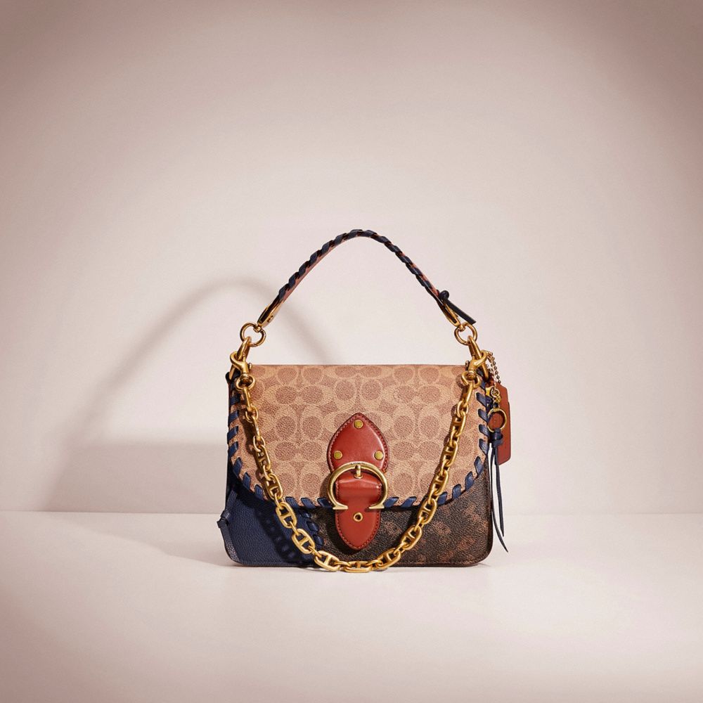 CD336 - Upcrafted Beat Shoulder Bag In Signature Canvas With Horse And Carriage Print Brass/Tan Truffle Rust