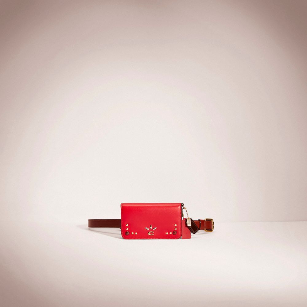 CD364 - Upcrafted Slim Card Case Belt Bag In Colorblock Brass/Candy Apple Multi
