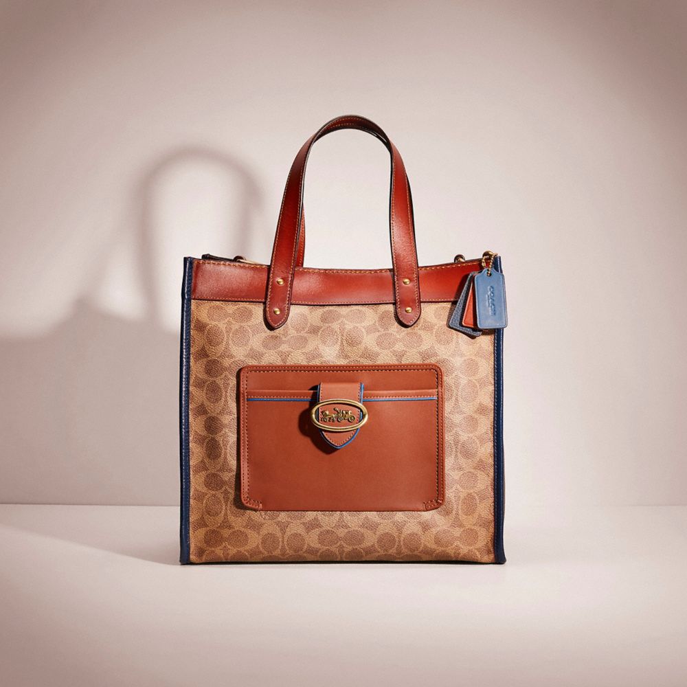 CD404 - Upcrafted Field Tote In Signature Canvas With Horse And Carriage Print Brass/Tan Truffle Rust