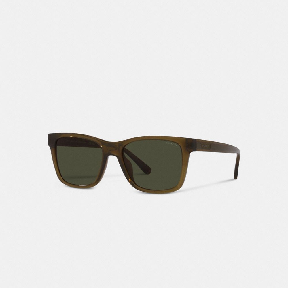 COACH CD455 Retro Square Badge Sunglasses Transparent Navy