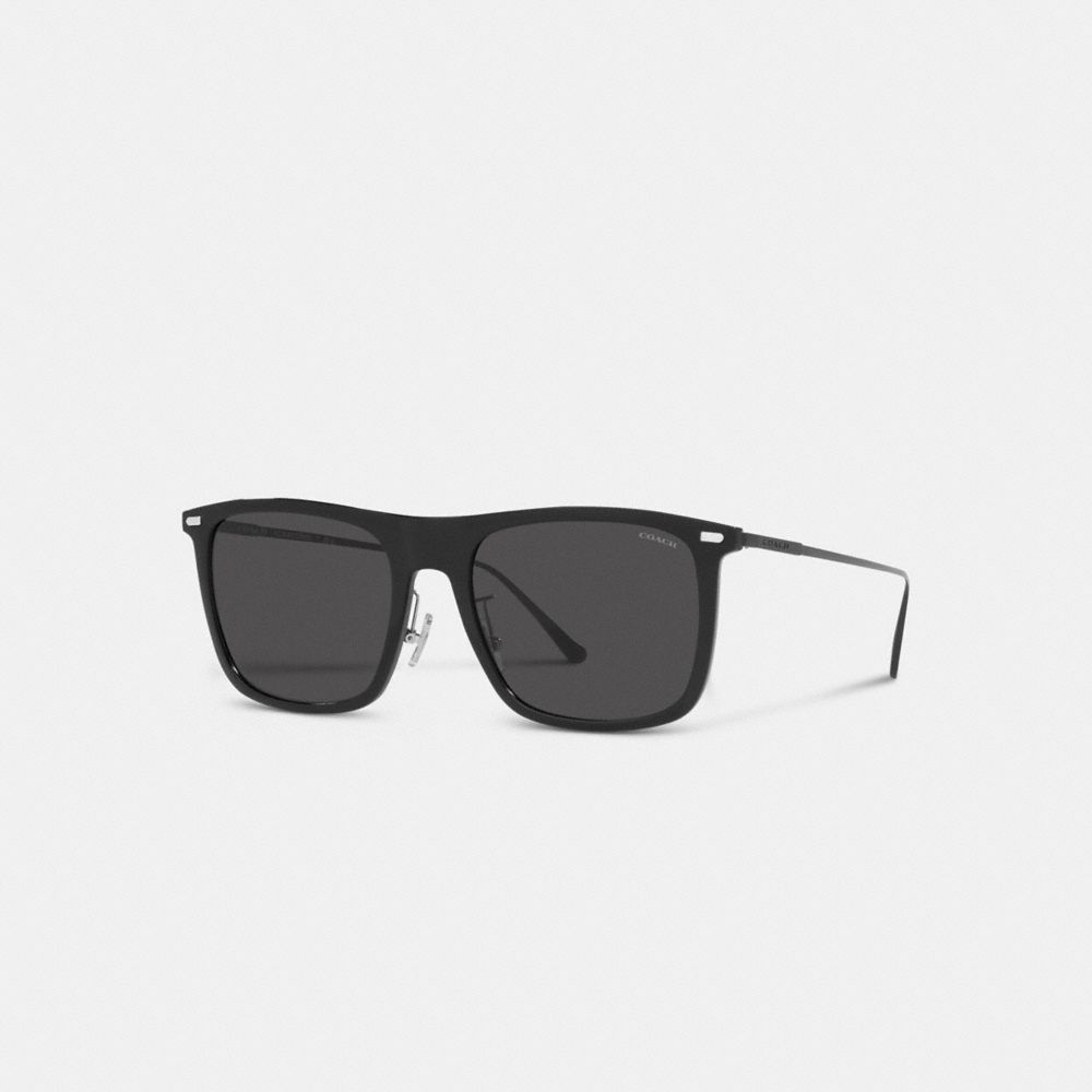 COACH CD456 Flattop Square Sunglasses Transparent Dark Grey