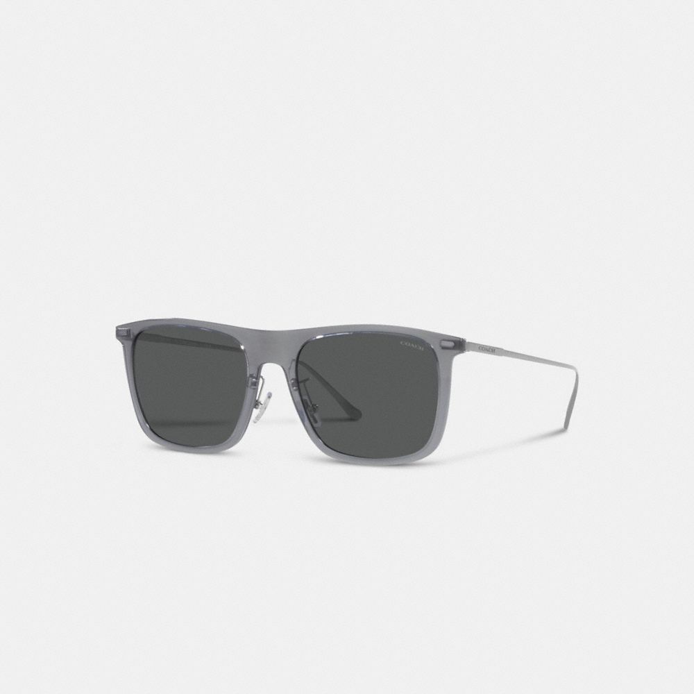 COACH CD456 Flattop Square Sunglasses Transparent Dark Grey