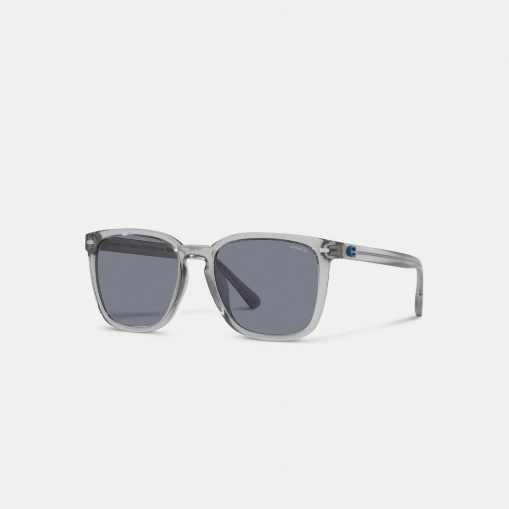 COACH CD458 Keyhole Square Sunglasses Black/Blue Mirror Flash