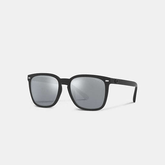CD458 - Keyhole Square Sunglasses Black/Blue Mirror Flash