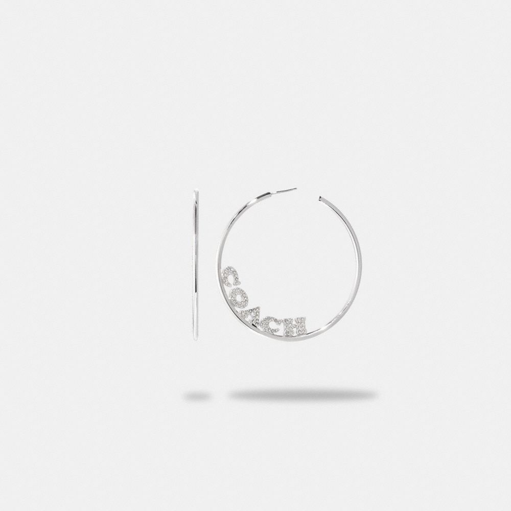 CD462 - Pavé Logo Medium Hoop Earrings Gold/Clear