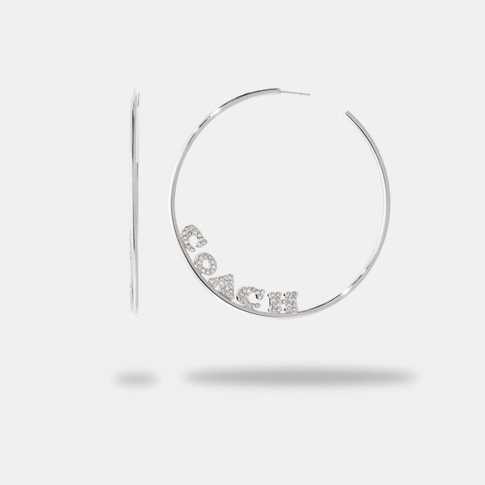 CD463 - Pavé Logo Large Hoop Earrings Gold/Clear