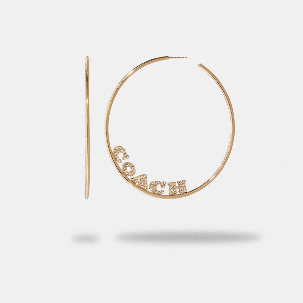 CD463 - Pavé Logo Large Hoop Earrings Gold/Clear