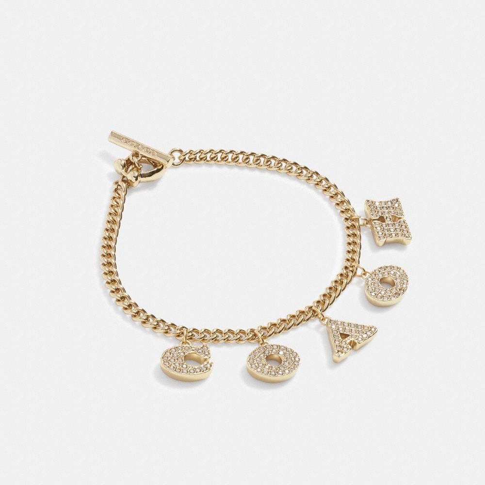 CD465 - Pavé Logo Charm Bracelet Gold/Clear