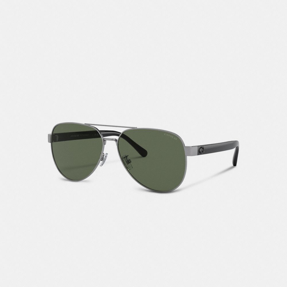 COACH CD467 Wire Frame Pilot Sunglasses Matte Black
