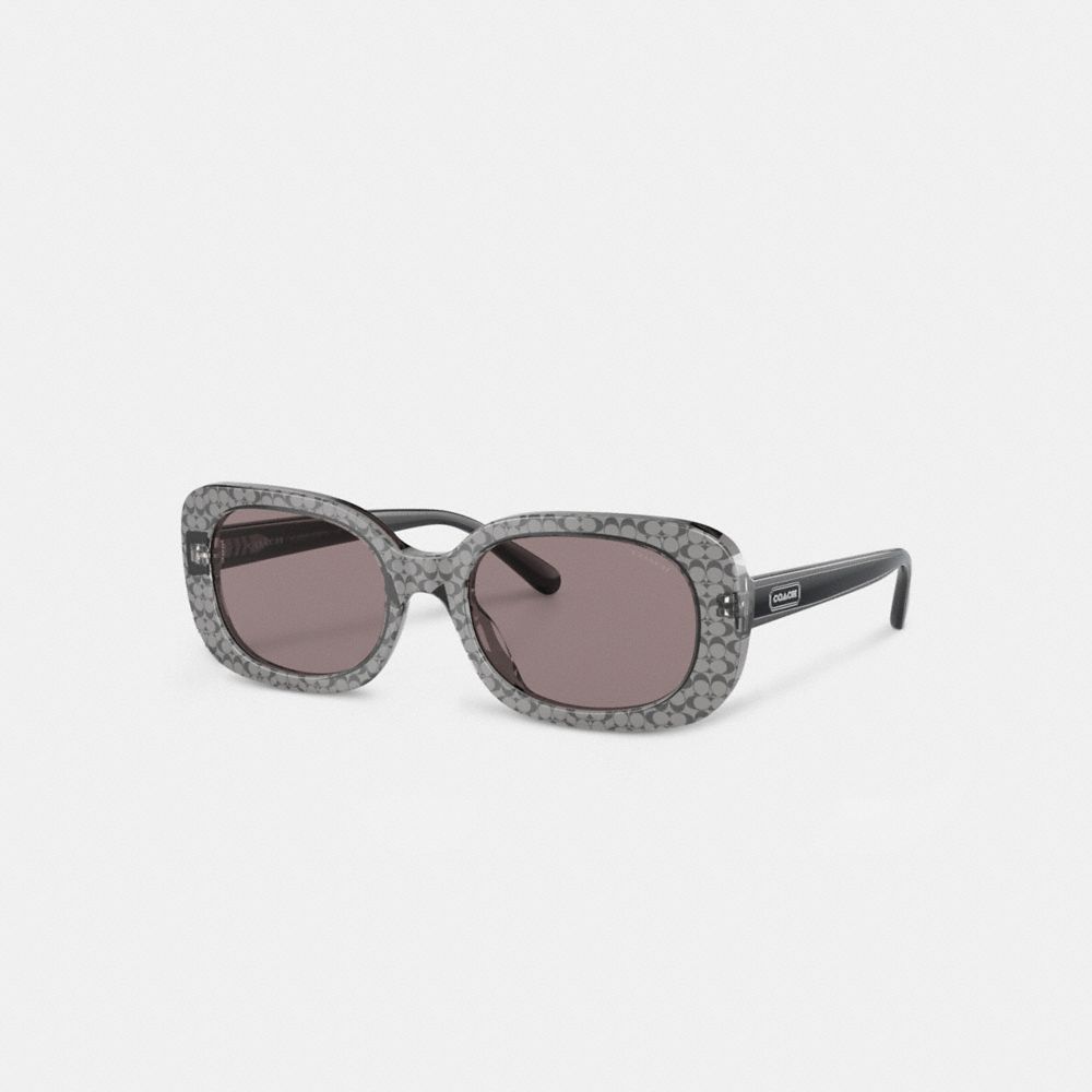 COACH CD471 Badge Rounded Square Sunglasses Black