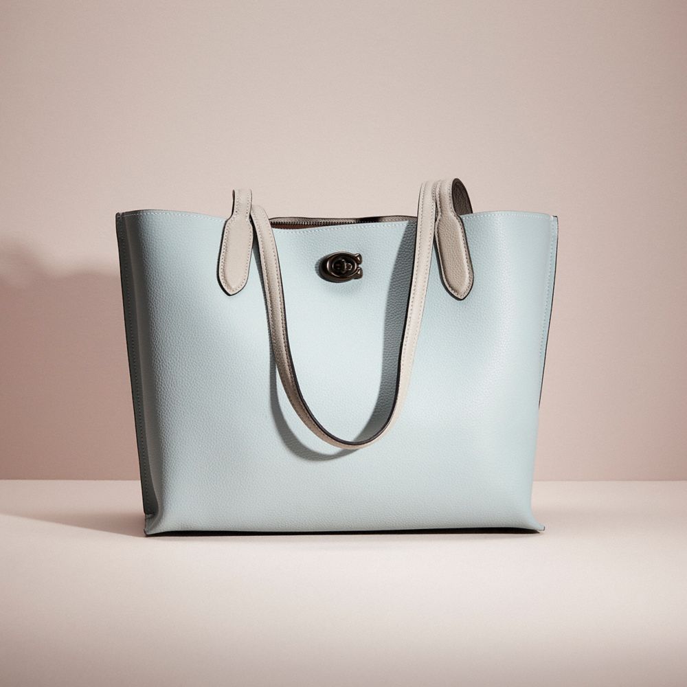 CD555 - Restored Willow Tote In Colorblock With Signature Canvas Interior Pewter/Azure Multi
