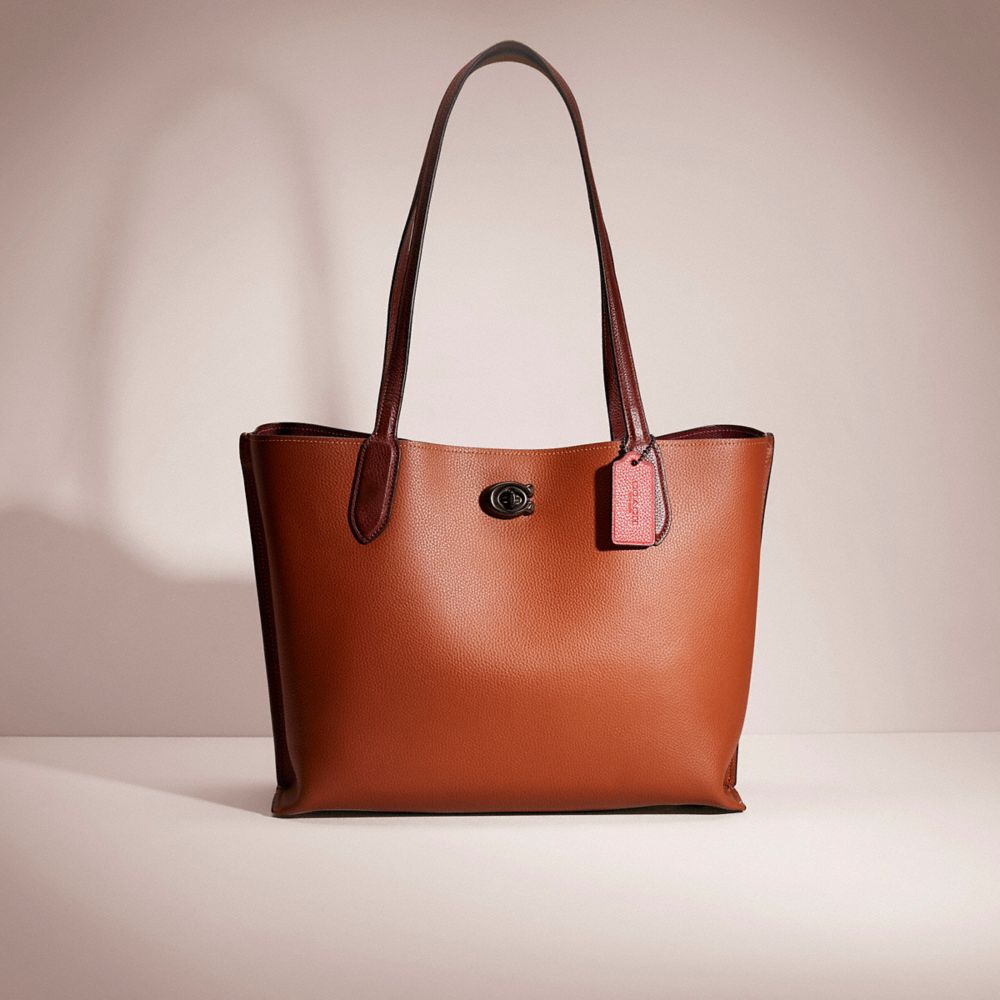 CD555 - Restored Willow Tote In Colorblock With Signature Canvas Interior Pewter/1941 Saddle Multi