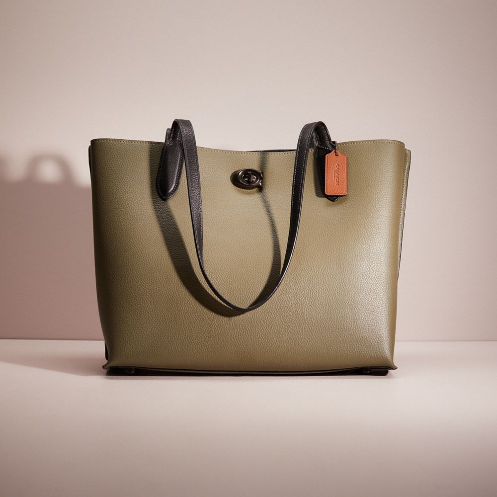 CD555 - Restored Willow Tote In Colorblock With Signature Canvas Interior Pewter/Army Green Multi
