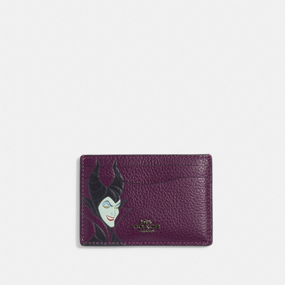 COACH CD673 Disney X Coach Card Case With Maleficent Motif QB/Boysenberry Multi