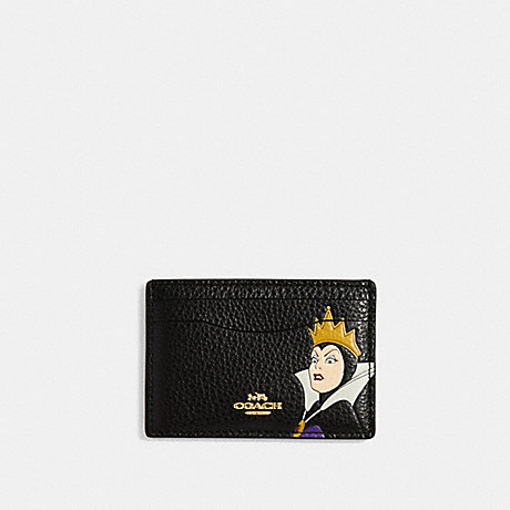 COACH CD674 Disney X Coach Card Case With Evil Queen Motif Gold/Black-Multi
